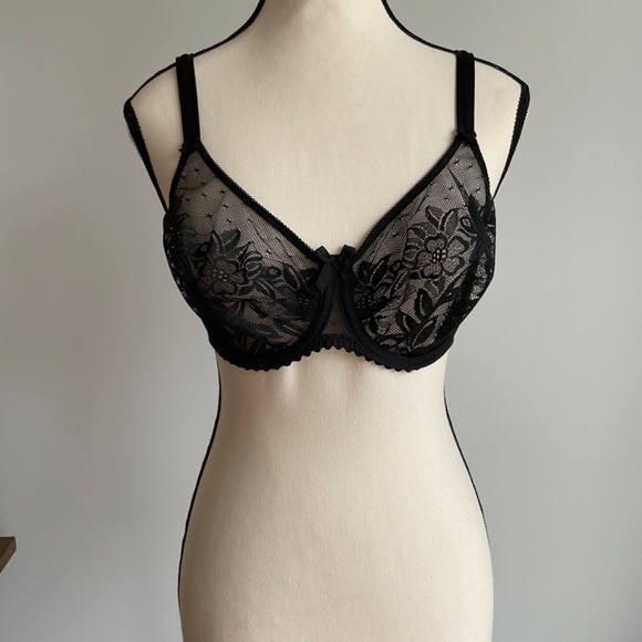 Black PRIMA DONNA  Divine Seamless Lace Bra Worn once SZ 32E - Picture 2 of 4